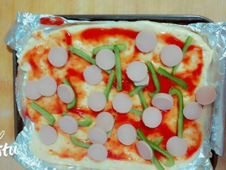 8、红薯番茄芝士披萨,放素肠