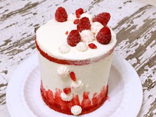 36、覆盆子红丝绒蛋糕,再来一张用剩余材料做的4寸迷你蛋糕