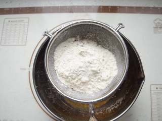 5、巧克力豆软曲奇,筛到黄油蛋液中,切拌均匀