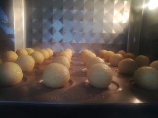 12、黄金椰蓉球, 放入预热好的烤箱里，上火130度，下火160度18分钟