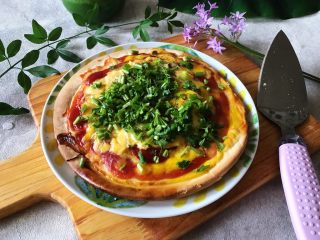 11、早餐番茄酱火腿鸡蛋披萨,有没有诱惑到你(❀ฺ´∀`❀ฺ)ノ