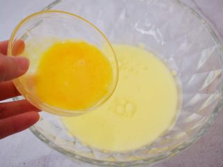 3、卡通奶香饼干,加入全蛋液，搅拌均匀