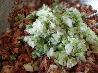 20、中式点心+钱袋白菜肉包,放入到肉馅里，