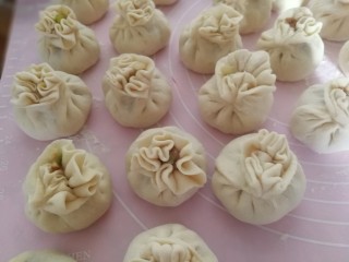 31、中式点心+钱袋白菜肉包,捏好后，后用手稍稍整理一下。