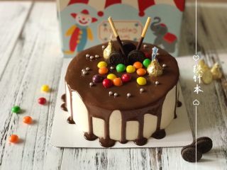 19、巧克力淋面蛋糕,祝朋友麻麻生日快乐哦～希望会喜欢