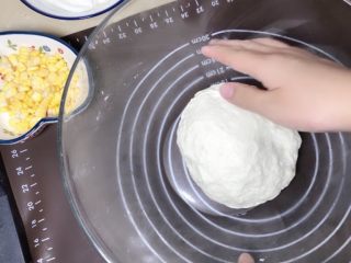 9、培根火腿披萨,排气取出面团