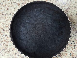 4、奥利奥巧克力香蕉派(免烤),4.将混合好后的饼干末,放入派模中,制作派底(此步比较难,操作要有耐心)做好后放入冰箱冷藏备用。