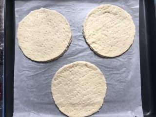 11、披萨蛋糕,在圆披萨底上用小叉叉出小洞，并轻轻喷洒少量的水
