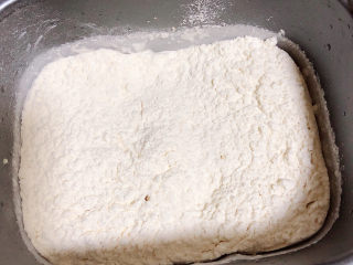 2、菠萝披萨,再放入高筋面粉，选择披萨面团开始和面。