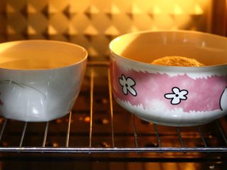 3、土豆培根披萨,揉好的面图进入烤箱发酵程序40分钟,可以放一碗热开水,帮助发酵(因为没有糖,所以发酵会慢一些,时间也会相对长一些,)