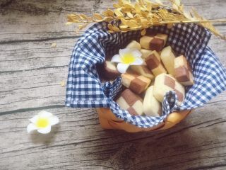 21、双色格子/棋盘饼干,材料中的可可粉可以换成抹茶粉,红曲粉等