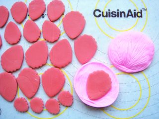 6、国色天香立体饼干,花瓣放在硅胶模里压出纹路，依次做好。