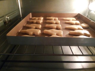 11、手工diy饼干,烤箱180°预热十分钟,放中层烤网上,180°烤20分钟,根据自己家的烤箱来调节温度。