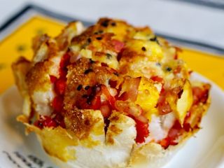 8、空气炸锅版芝士烤馒头,180度，七分钟就好了