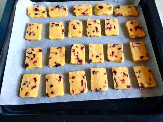 12、家有烤箱＃蔓越莓饼干,放烤盘上。