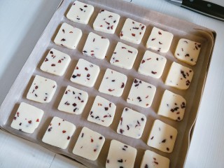 13、蔓越莓黄油曲奇,摆入烤盘中，我切了25片，5*5摆刚好。