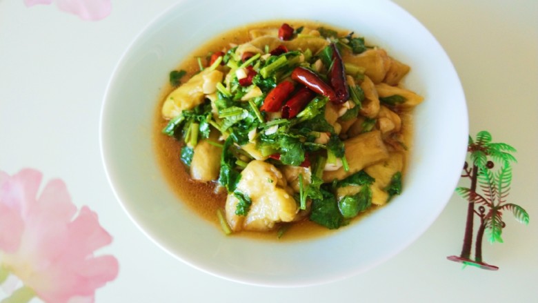 蒸菜香菜蒜末凉拌茄泥新文美食