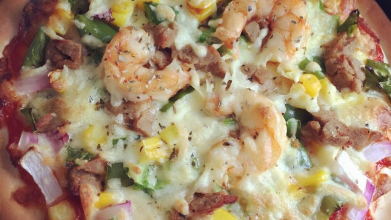 鲜虾牛肉披萨简易版