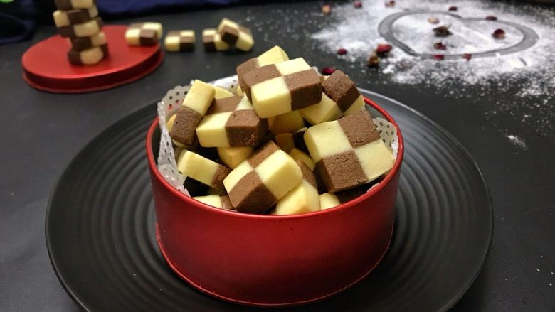 双色棋格小饼干圣诞美食