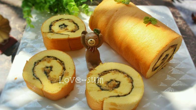 紫菜肉松蛋糕卷烫面戚风家有烤箱