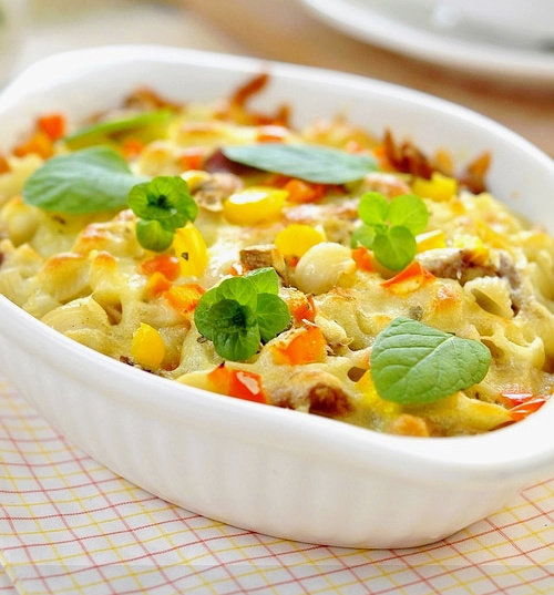 鸡肉蘑菇焗贝壳面