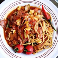 培根白菇全麦意面