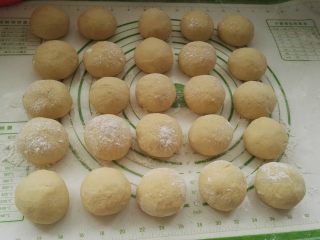 5、芝麻玉米面白糖饼,面团切开，分别搓成长条，分成大小均匀的剂子，逐个揉光滑。