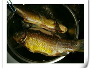 5、泡菜鲫鱼,炸好的鱼捞出备用