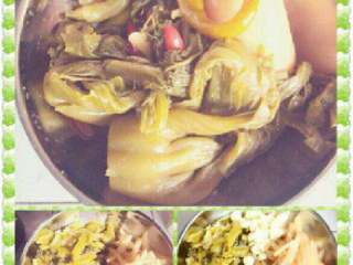 4、四川酸菜鱼,自家腌的酸菜萝卜辣椒，切条，把蒜姜切好。