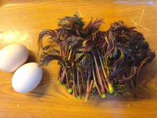 1、香椿炒鸡蛋,准备食材。