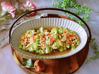 16、蒜蓉蒸丝瓜,时间到 美味出锅啦