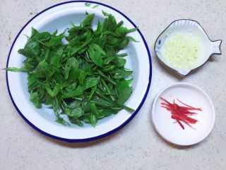 1、凉拌树仔菜,将树仔菜洗净沥干，蒜子切末，小米辣切丝。