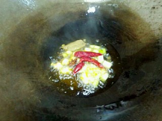 10、厨房挑战＋素菜＋素烧冬瓜,倒入花椒，八角，香叶，干辣椒爆香。