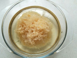 3、苹果银耳蜜枣羹,泡了两个小时就基本泡好了。