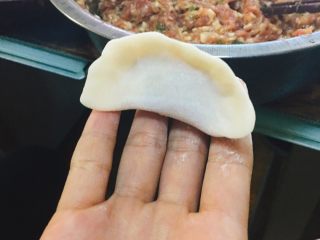 19、香菇青椒猪肉馅红油水饺,包好的饺子正面图