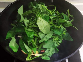 11、蒜蓉空心菜,加入空心菜大火爆炒