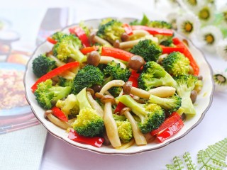 12、西兰花炒菌菇,成品。