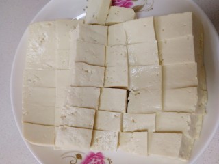 2、家常烧豆腐,切小块。
