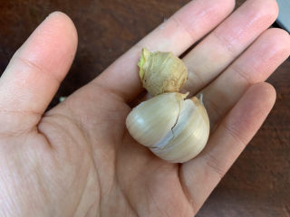 5、春笋炒肉,准备两颗蒜和一小块姜，少量就行