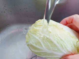 4、醋溜大白菜,白菜一片片叶子洗干净。