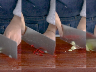 3、酸辣娃娃菜,小米椒切段，姜蒜切末