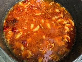 11、麻辣肥肠,加入适量的水,刚好淹住猪大肠位置就好