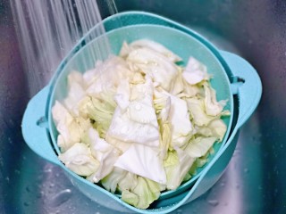 5、爆炒卷心菜,切好的卷心菜冷水冲洗干净。
