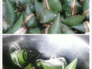 9、腊肉粽子,包好以后就可以煮了