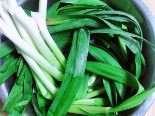 1、蒜苗炒腊肠,准备好蒜苗,洗净待用。