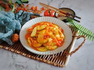 16、番茄炒西葫芦,出锅装盘 食用