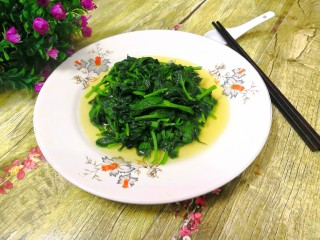 9、清炒豆苗,断生后，即可，盛出上桌