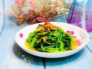 19、蒜蓉空心菜,搅拌均匀，蒜蓉空心菜，完成