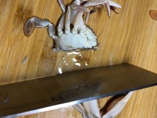 2、麻辣啤酒香焖蟹,对半切开