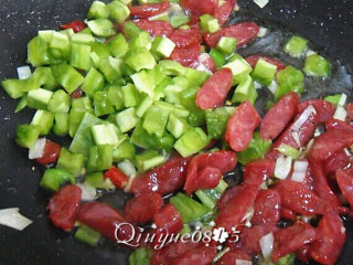 6、地方菜　腊肠苦瓜炒米饭,放苦瓜炒